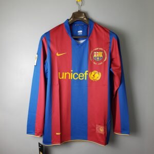 Camiseta Barcelona 2007-08 Local Retro Manga Larga