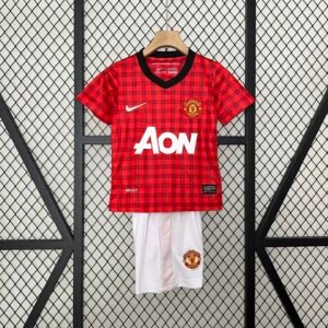 Camiseta Manchester United 2012-13 Cuadros Retro Niño