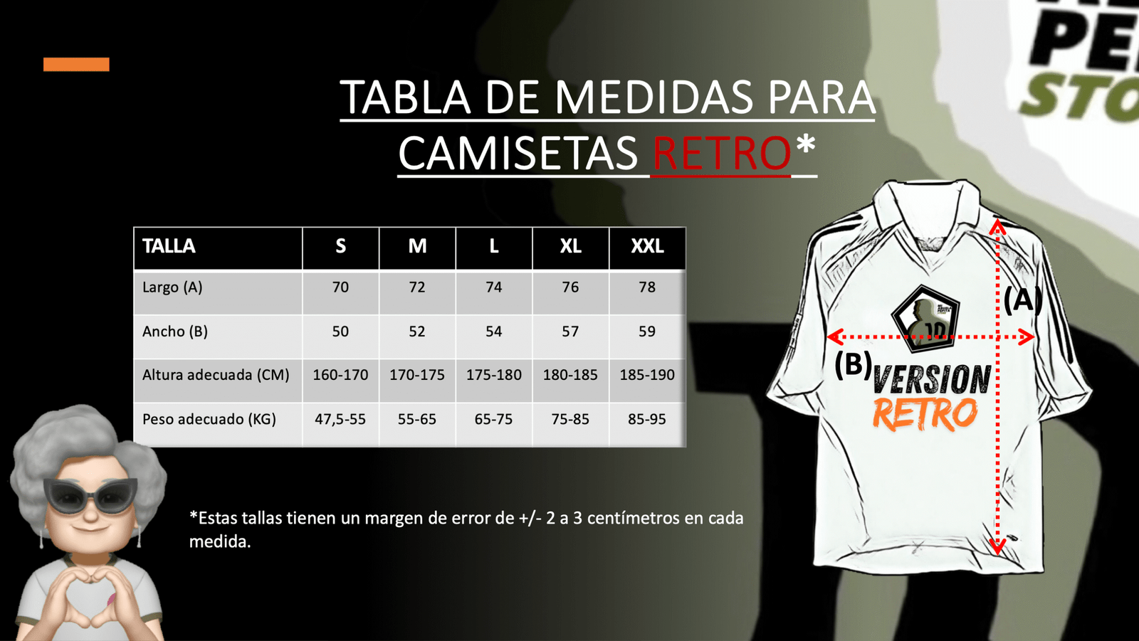 Tabla de medidas - Retro